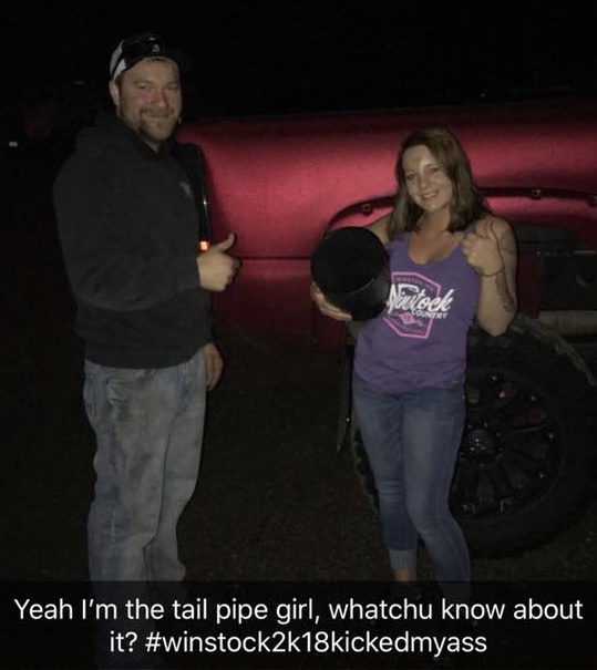 Tailpipe girl with truck owner